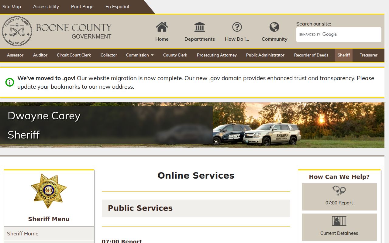Columbia residents directory Boone Sheriff online services