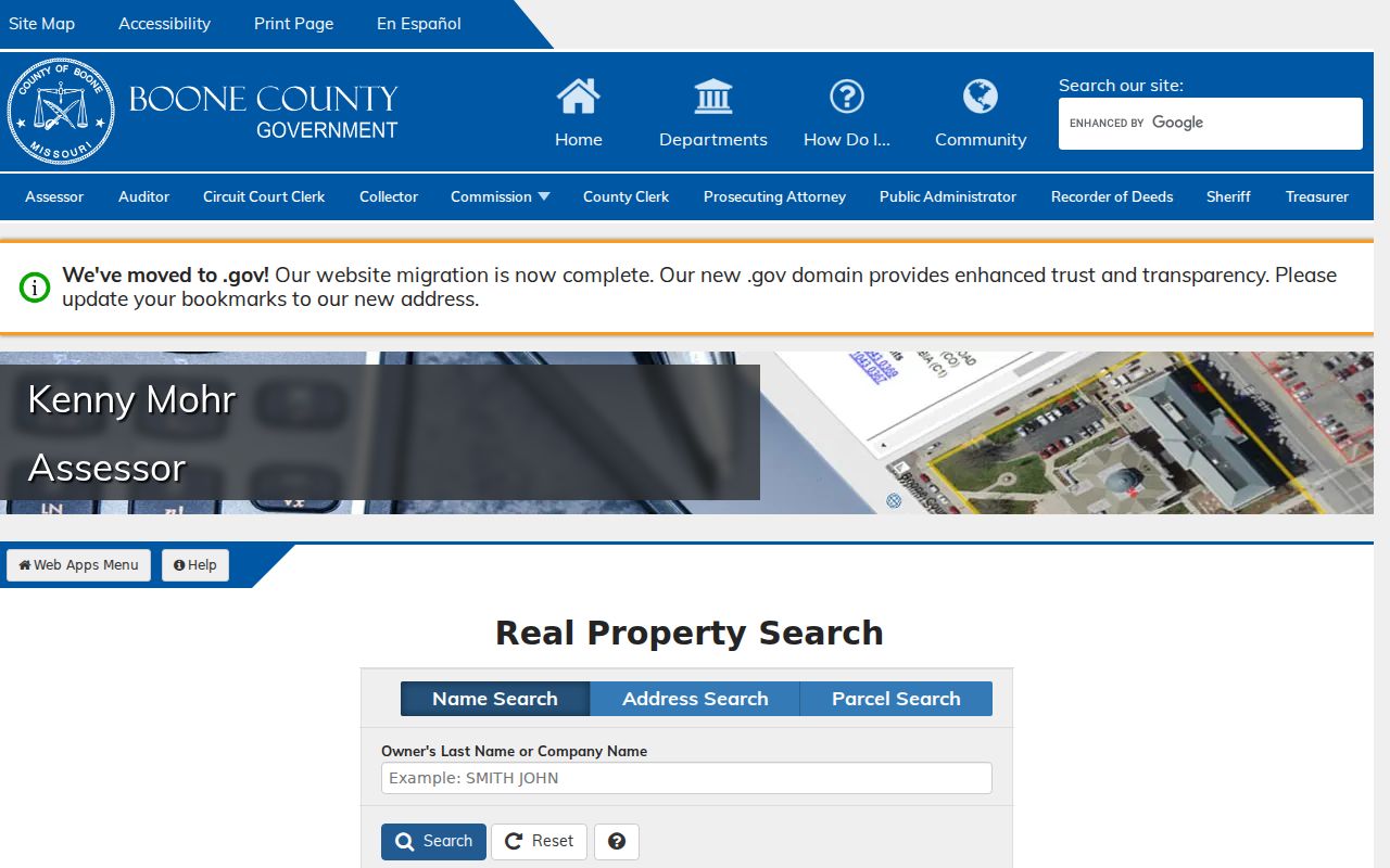 Columbia residents directory Boone Assessor name search