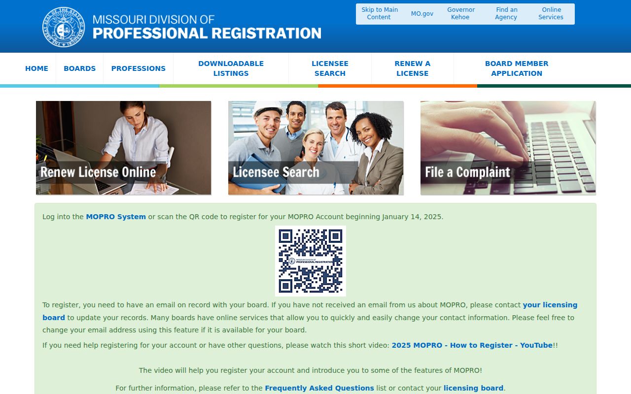 Columbia residents directory Missouri professional license search