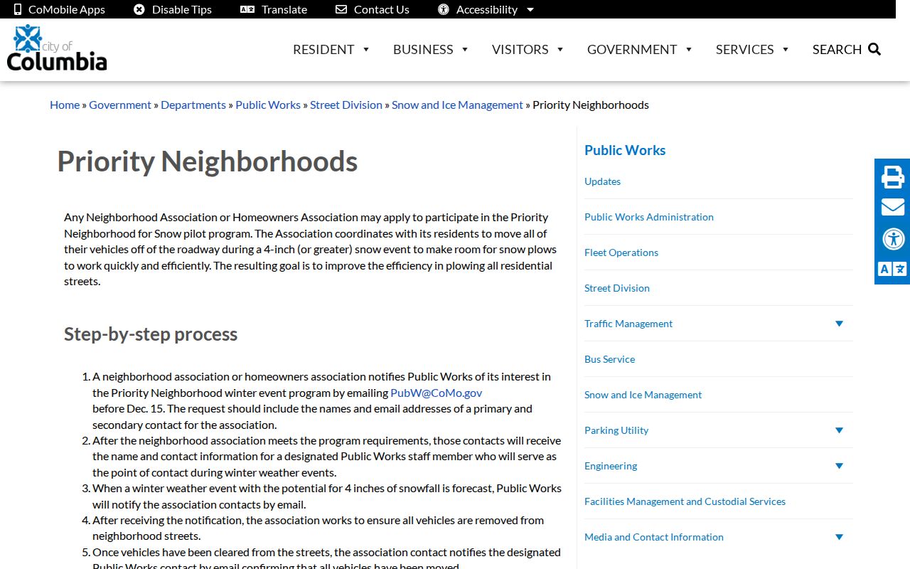 Columbia neighbors civic context through the priority neighborhood program