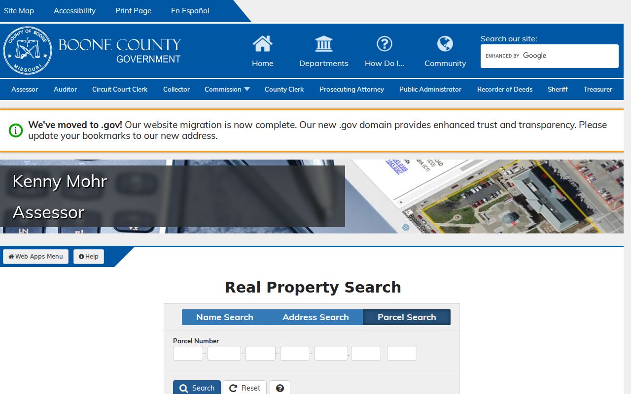 Columbia street directory Boone Assessor parcel search for address-linked land records